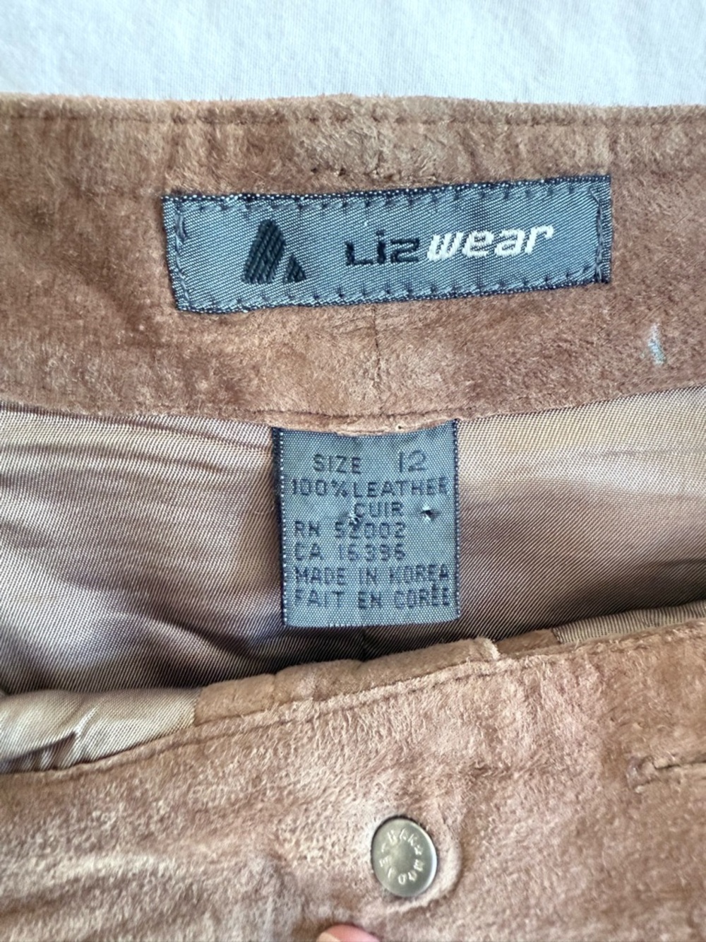 Vintage Liz Claiborne Lizwear Suede Leather Midi Skirt Tan Size 12 - Picture 5 of 7